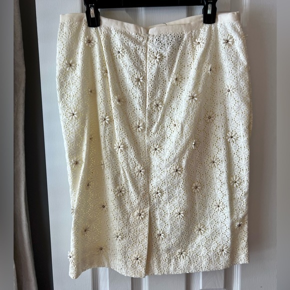 Talbots Cream Gold Lace Skirt With Flowers Size 10‎ NWT - Picture 2 of 12